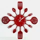 Настінний годинник на кухню "Fork" - металевий годинник ложки-виделки для кафе та кухні, червоний, 40х40 см (102092) - изображение 1