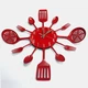 Настінний годинник на кухню "Fork" - металевий годинник ложки-виделки для кафе та кухні, червоний, 40х40 см (102092) - изображение 3