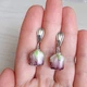 Серьги Hand Made с розами из муранского стекла в бело-бордово-фиолетовых оттенках - изображение 2