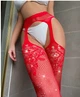 Сексуальні жіночі панчохи в сіточку з поясом зі стразами Sexy One Size червоний (1-195) - зображення 2