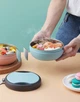 Круглый герметичный ланч бокс со столовыми приборами Bowl, 500 мл - голубой - изображение 2