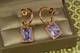 Сережки підвіски Xuping Jewelry прямокутники з фіолетовими каменями 3,5 см золотисті - зображення 2