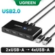 USB-хаб комутатор Ugreen 2 In 4 Out USB 2.0 Switch Box 1.5 М Black - зображення 2