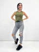 Трикотажная женская майка тай-дай Fashion 42/44 хаки - изображение 3
