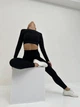 Спортивний жіночий костюм Seamless collection для фітнесу та йоги (рашгард + легінси) Безшовний Push Up L Чорний (1715/1L) - зображення 3