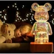 Світлодіодний RGB нічник світильник 3D ведмідь з феєрверком Bearbrick 20см, сріблястий - зображення 1