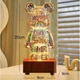 Світлодіодний RGB нічник світильник 3D ведмідь з феєрверком Bearbrick 20см, сріблястий - зображення 4
