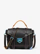 Жіноча сумка MICHAEL KORS Manhattan Medium Contrast-Trim Leather Satchel (чорна) - зображення 1