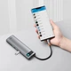 USB-хаб Type-C 11-in-1 Baseus Metal Gleam Series Multifunctional HUB Docking Station сірий (CAHUB-CT0G) - зображення 2