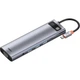 USB-хаб Type-C 11-in-1 Baseus Metal Gleam Series Multifunctional HUB Docking Station сірий (CAHUB-CT0G) - зображення 3