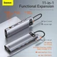 USB-хаб Type-C 11-in-1 Baseus Metal Gleam Series Multifunctional HUB Docking Station сірий (CAHUB-CT0G) - зображення 7