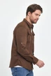 Рубашка джинсовая однотонная Trend Collection 288 коричневый M - изображение 5