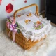 Вышитая салфетка на пасхальную корзину с ажурным кружевом 40х60 см №36 - изображение 1