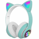 Беспроводные детские наушники CAT STN-28 с кошачьими ушками с подсветкой MP3 MicroSD FM-радио зеленый - изображение 1