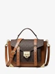 Женская сумка MICHAEL KORS MANHATTAN MEDIUM LEATHER AND LOGO SATCHEL (коричневая) - изображение 1