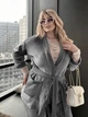 Велюровый женский брючный костюм кофта на пуговицах большого размера 62-64 Серый - изображение 4
