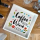Поднос квадратный с дерева Coffee now wine later 30x30x4 см - изображение 3
