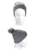 Шапка женская Karl Lagerfeld Paris Ribbed Faux Fur Pom-Pom Beanie серая - изображение 2
