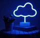 Неоновый ночник - светильник Облачко Neon Decoration Lamp (25x20x10 см, USB, 3хАА, 5 В, лампа облако) - Синий - изображение 1