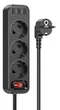 Сетевой фильтр удлинитель Hoco NS2 / высокая мощность 4000W / 3 розетки / 3*USB (5V / 2.4A) / длина кабеля 1.8м (black) - изображение 2