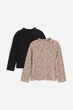 Набор регланов черный и леопардовый принт H&M 110-116см (400095273) - изображение 1