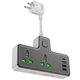 Подовжувач мережевий на 2 розетки HOCO AC11A |3USB/1Type-C, 3A/10A/250V| Чорний - зображення 1