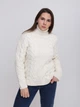 Свитер женский молочный теплый с горлом и косами 230-570-1-w L - изображение 4