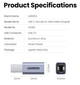 Переходник Ugreen USB C на USB B Printer для принтера, жесткого диска, док станции, факса Grey (US382) 20120 - изображение 9