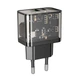 Мережевий зарядний пристрій HOCO N34 Dazzling dual-port PD20W+QC3.0 charger Transparent Black (6931474799166) - изображение 1