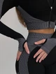 Спортивный женский костюм Honeycomb для фитнеса и тренировок 3 в 1 (топ + рашгард + леггинсы) Бесшовный Соты XS-S Черно-серый (F03S) - изображение 11