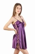 Ночная рубашка женская из атласа со шнуровкой по бокам Felisiya Lingerie Сливовое вино 23-076 S - изображение 3