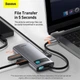 HUB адаптер BASEUS Type-C Metal Gleam Series 4-in-1 Multifunctional Docking Station |2USB, HDMI, Type-C, 100W PD| (CAHUB-CY0G) - изображение 10