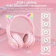 Беспроводные игровые Bluetooth наушники Onikuma B90 S c RGB подсветкой кошачьи ушки Розовый - изображение 2