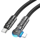 Кабель з індикатором Hoco U118 (USB Type-C to Lightning) / підтримка PD/27W / посилений штекер / довжина 1.2 метра (чорний) - зображення 1