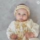 Комплект для крещения девочки Мамине Сонечко Царевна золото 62 айвори лен (А1-1) - изображение 3