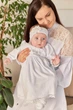 Костюм для крещения девочки Мамине Сонечко Корона маленькая серебренная вышивка 56 белый велюр (11235) - изображение 6