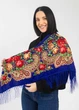 Хустка українська з тороками "Троянда" 90х90 см (синя) - зображення 3