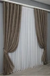 Комплект готовых штор VR-Textil Лен мрамор Pavliani № 1372ш Какао 100х270 см 2 шт (31-622 ) - изображение 3