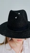 Шляпа федора женская летняя ковбойка D.Hats чёрная с цепью и булавкой - изображение 2