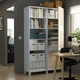 Комбінація для зберігання з дверцятами IKEA БЕСТО, білий Студсвікен, біла плетена тополя, 120x42x202 см, - зображення 2