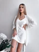 Женская пижама комплект 2в1 (халат+ночная рубашка) рубчик XXL Белый - изображение 1