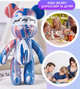 Флюидный медвежонок Punk Fluid Bear Bearbrick с красками 23 см, набор для творчества сделай сам DIY мишка флюид-арт (D-2019091441) - изображение 4