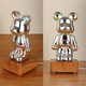 Нічник світлодіодний світильник ведмідь з феєрверком BEARBRICK 3D ведмедик нічник 20см, сріблястий (D-2019091440) - зображення 5