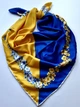 Жіноча Патріотична хустка Квіткове обрамлення синьо-жовта шовк 90х90 см 05007 - зображення 3