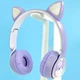 Бездротові дитячі навушники з котячими вушками з підсвіткою CAT EAR QC-28T |TF-карта пам'яті| Фіолетовий - зображення 3