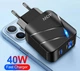 Зарядний пристрій Блок живлення для телефону 40W PD + QC3.0 Блок зарядки для Samsung, iPhone, Xiaomi, Redmi, Huawei, Realme - зображення 2