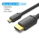 Кабель micro HDMI на HDMI 4K 60Hz Vention HDTV 2.0 male-to-male (1m, 4K 60Hz, HDMI2.0). Black - зображення 2