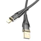 Кабель USB Hoco U121, USB to Lightning, 2.4А, 1.2m, чорний - зображення 3