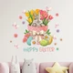 Набор пасхальных наклеек Happy Easter Кролик с букетом (зайцы тюльпаны яйца) Набор S 55х75см матовая - изображение 1