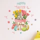 Набор пасхальных наклеек Happy Easter Кролик с букетом (зайцы тюльпаны яйца) Набор S 55х75см матовая - изображение 2